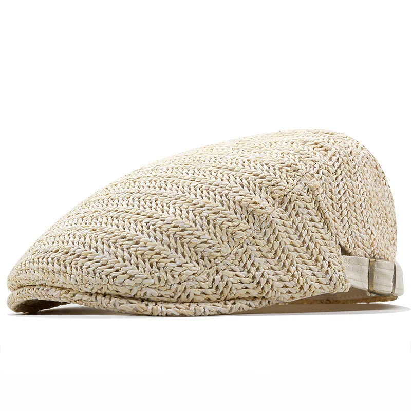 Woven Straw Flat Cap