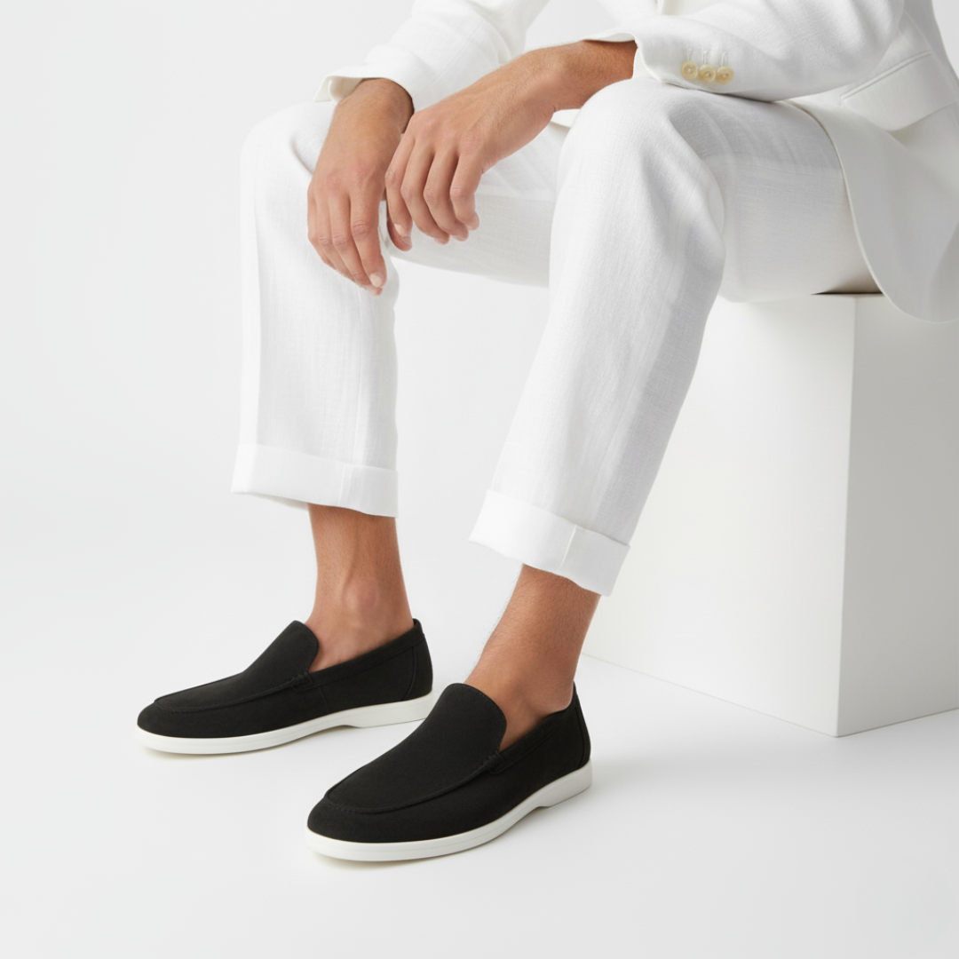 Stitched Suede Slip-On Loafers