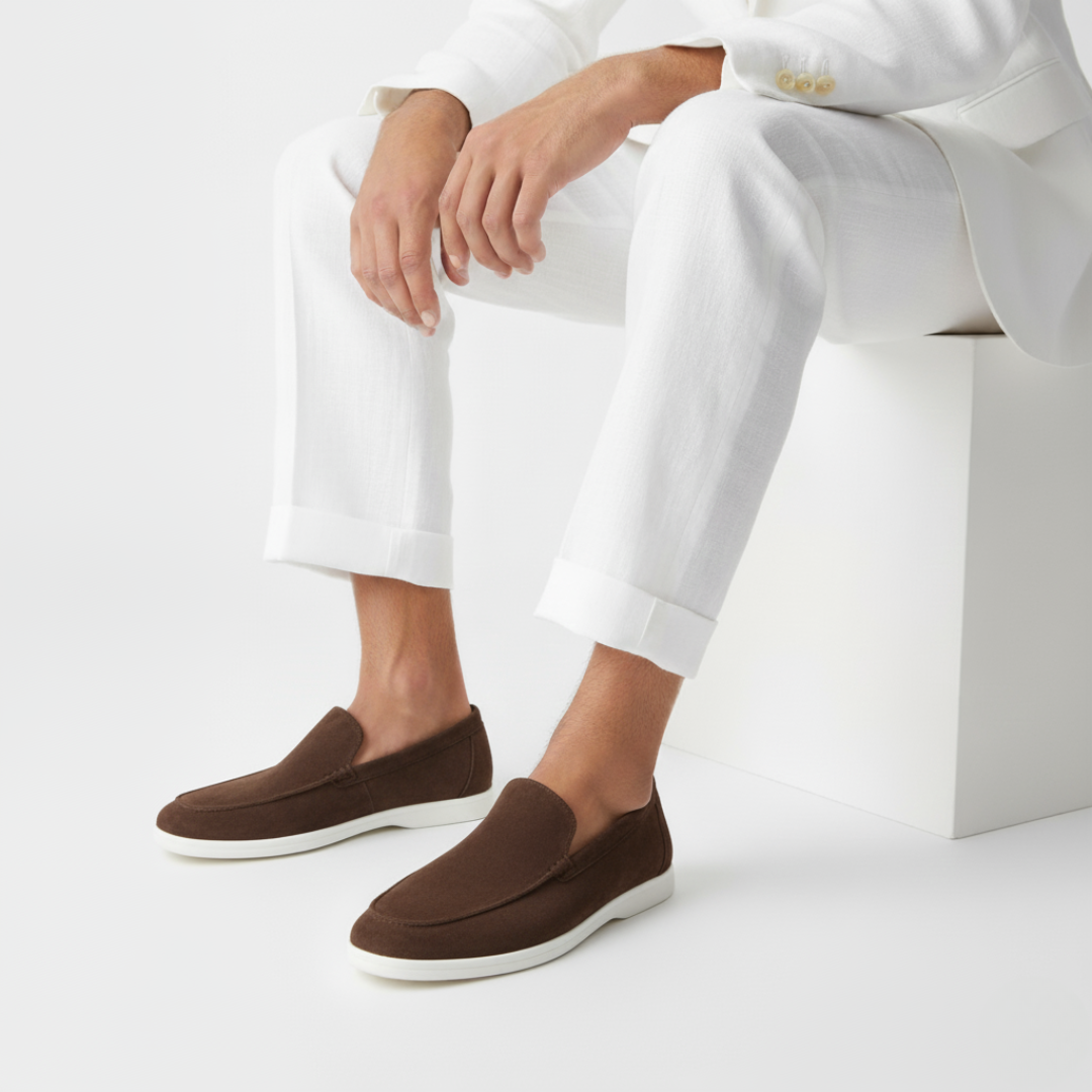 Stitched Suede Slip-On Loafers