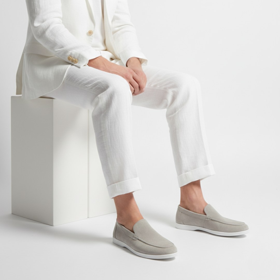 Stitched Suede Slip-On Loafers