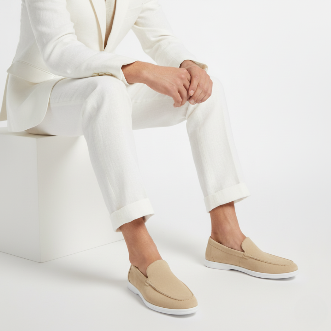 Stitched Suede Slip-On Loafers