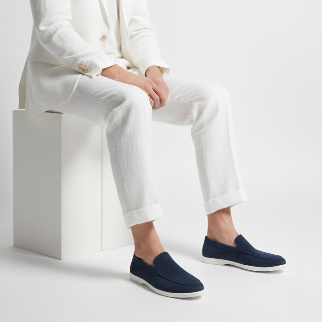 Stitched Suede Slip-On Loafers