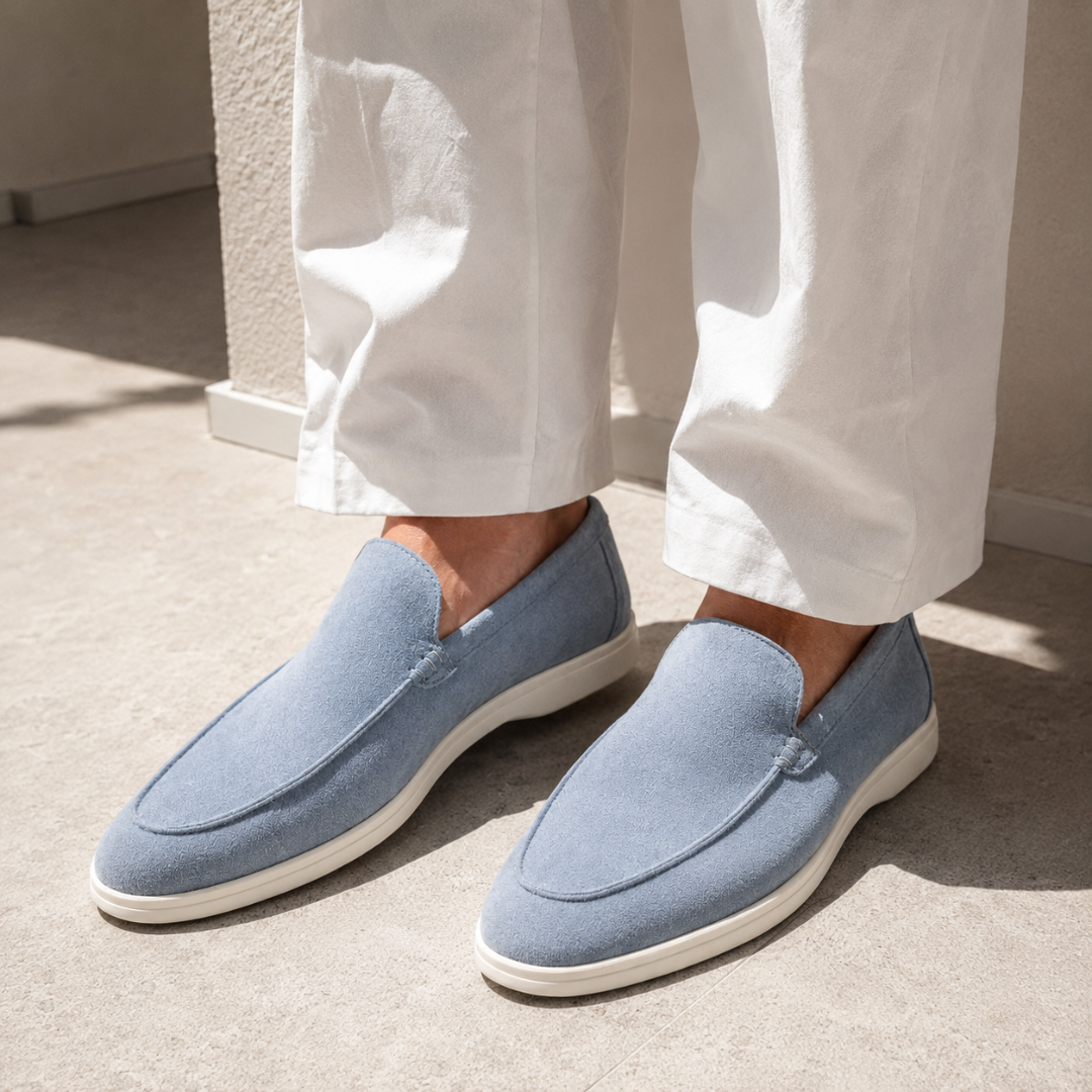 Stitched Suede Slip-On Loafers
