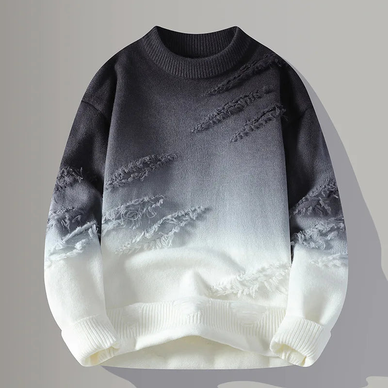 Distressed Gradient Knit Sweater