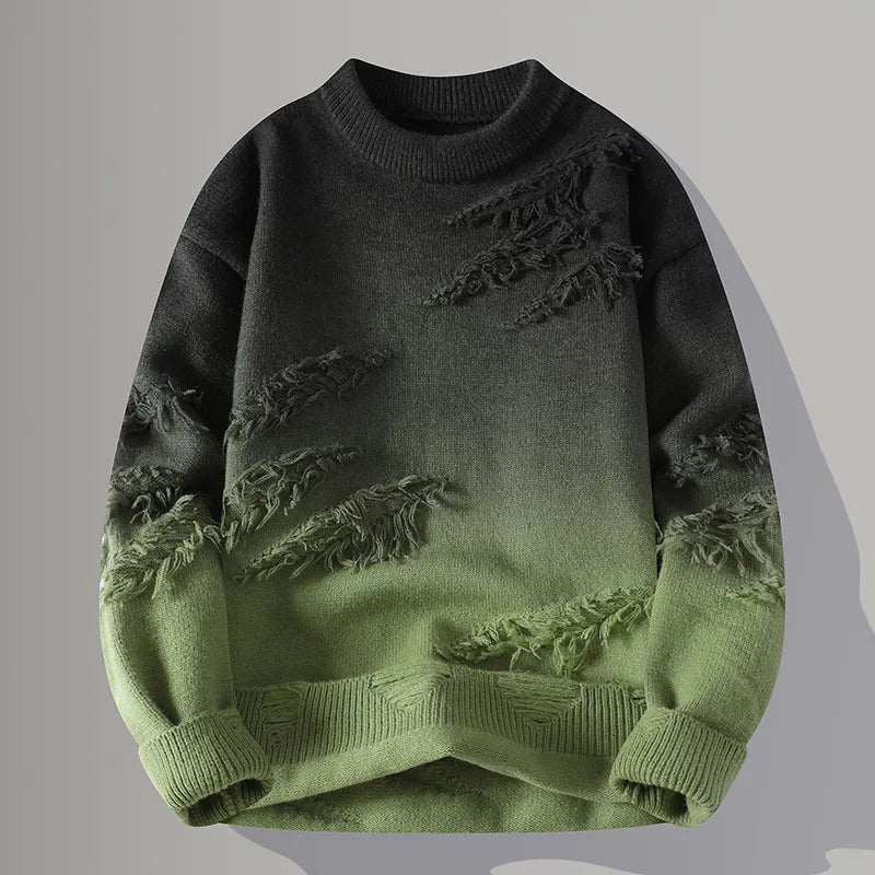 Distressed Gradient Knit Sweater