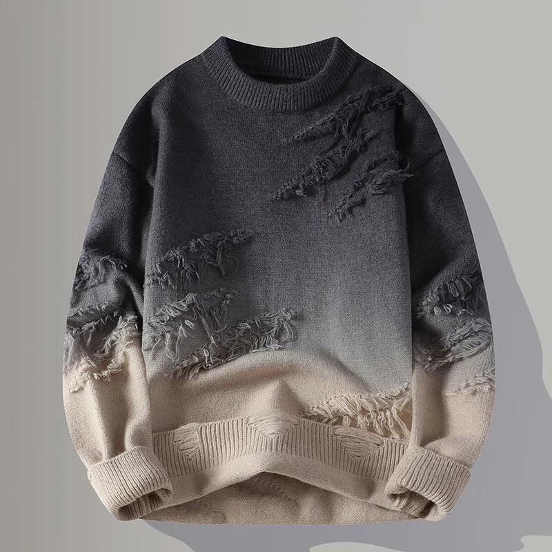 Distressed Gradient Knit Sweater