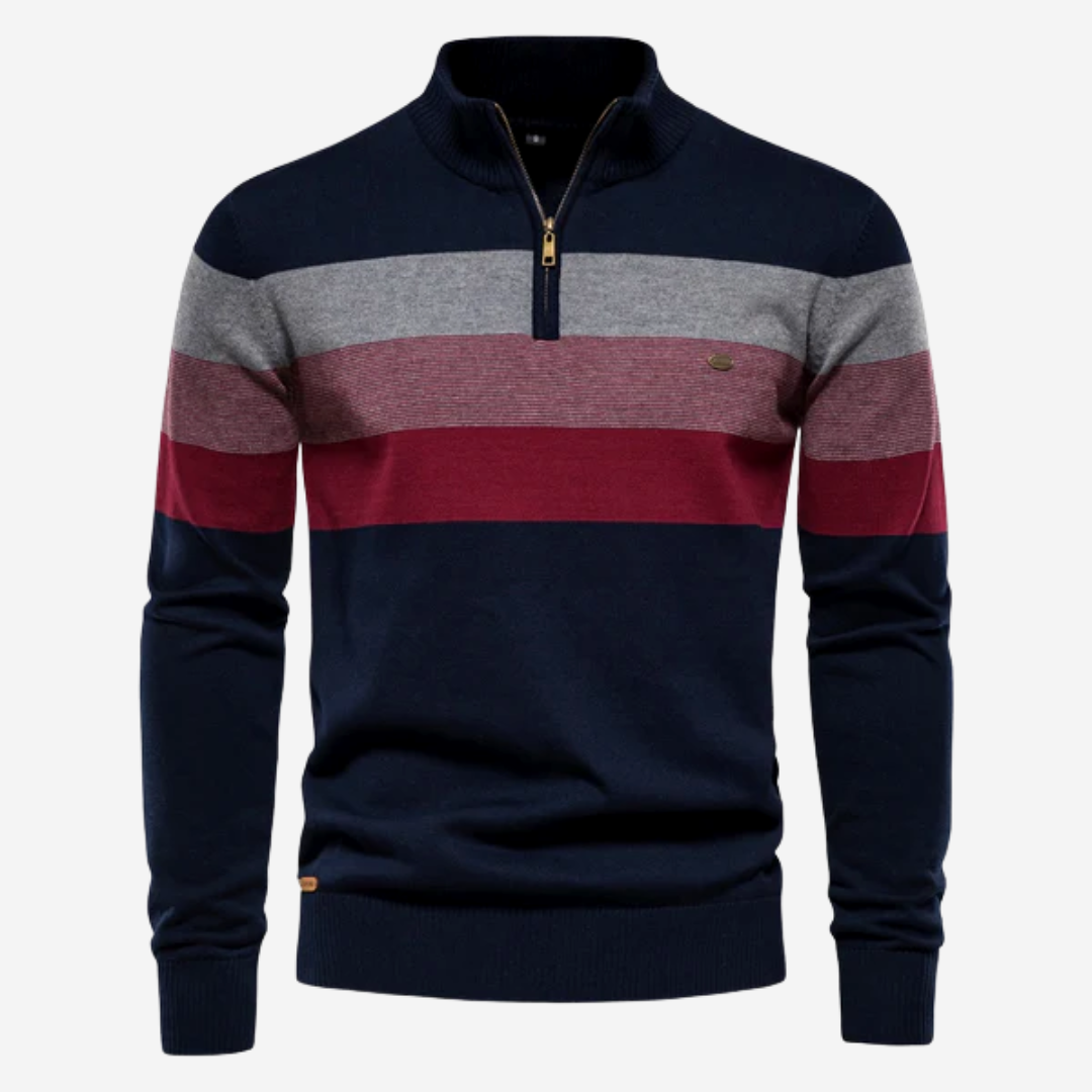 Striped Quarter-Zip Sweater