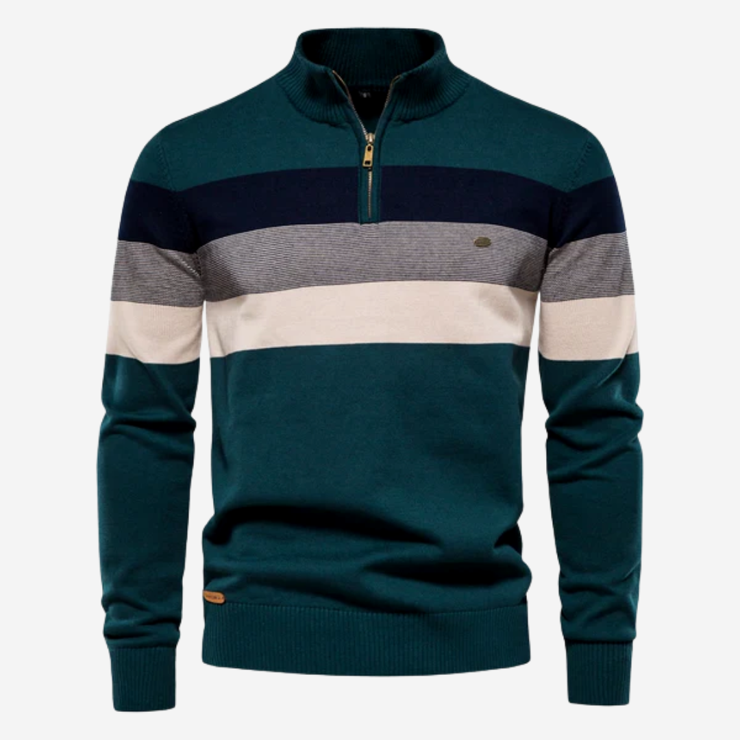 Striped Quarter-Zip Sweater