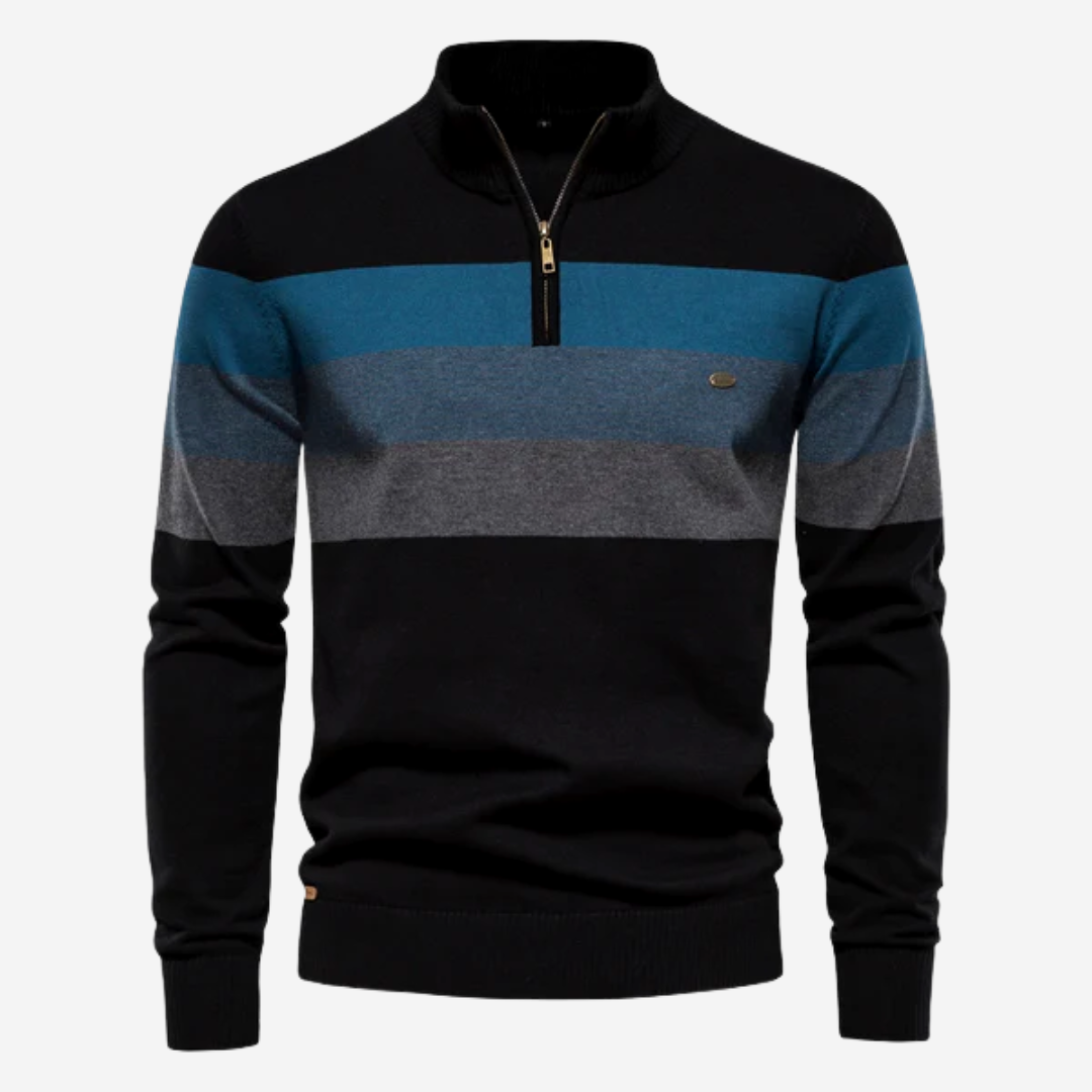 Striped Quarter-Zip Sweater