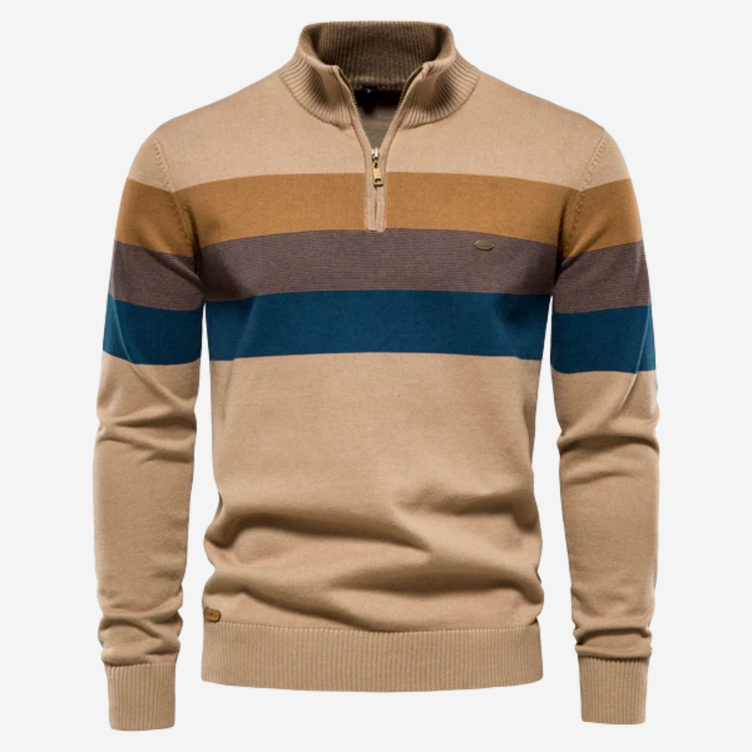 Striped Quarter-Zip Sweater