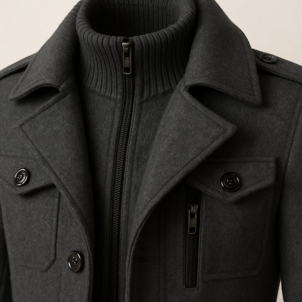 Double-Breasted Wool-Blend Overcoat