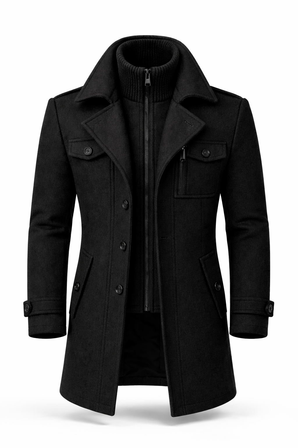 Double-Breasted Wool-Blend Overcoat