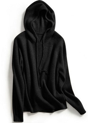 Bow-Detail Hooded Knit Sweater