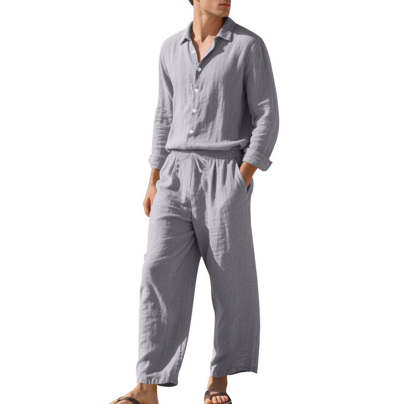 Linen Shirt & Trousers Two-Piece Set