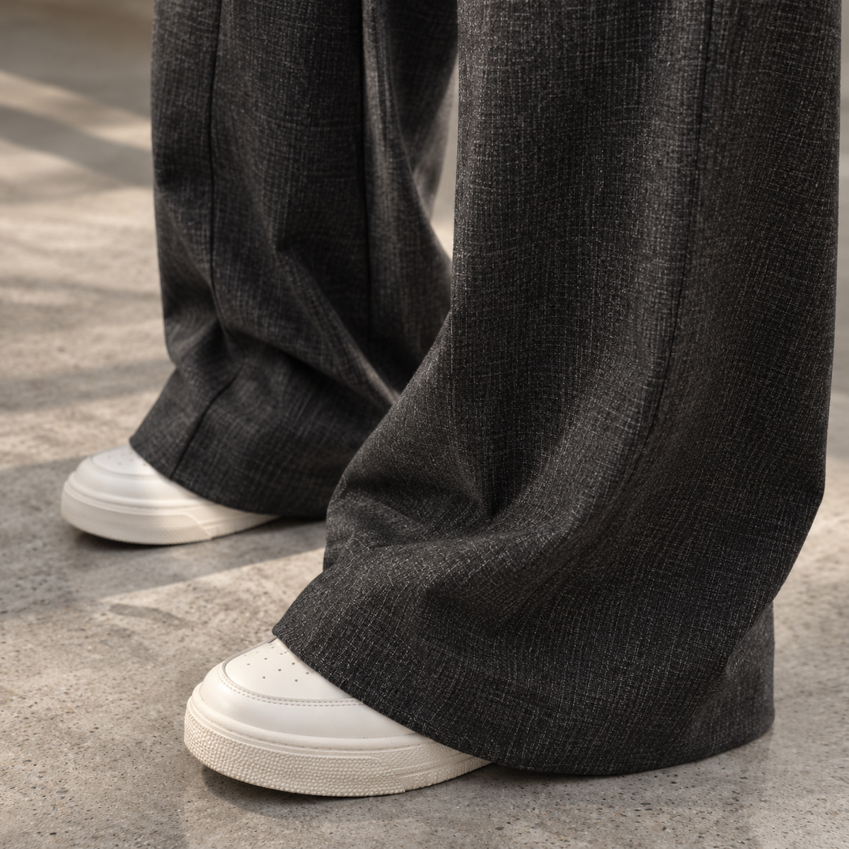 Wide-Leg Pleated Wool-Blend Trousers