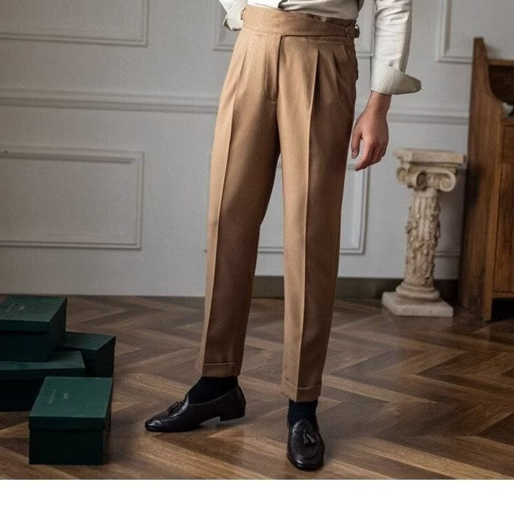 High-Rise Tailored Straight-Leg Trousers