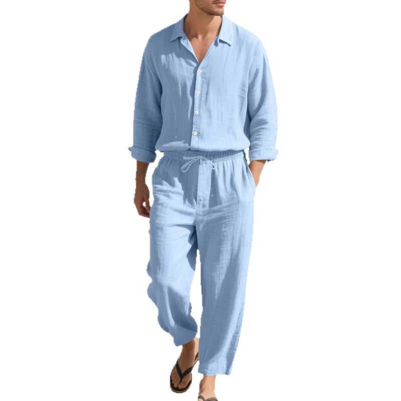 Linen Shirt & Trousers Two-Piece Set