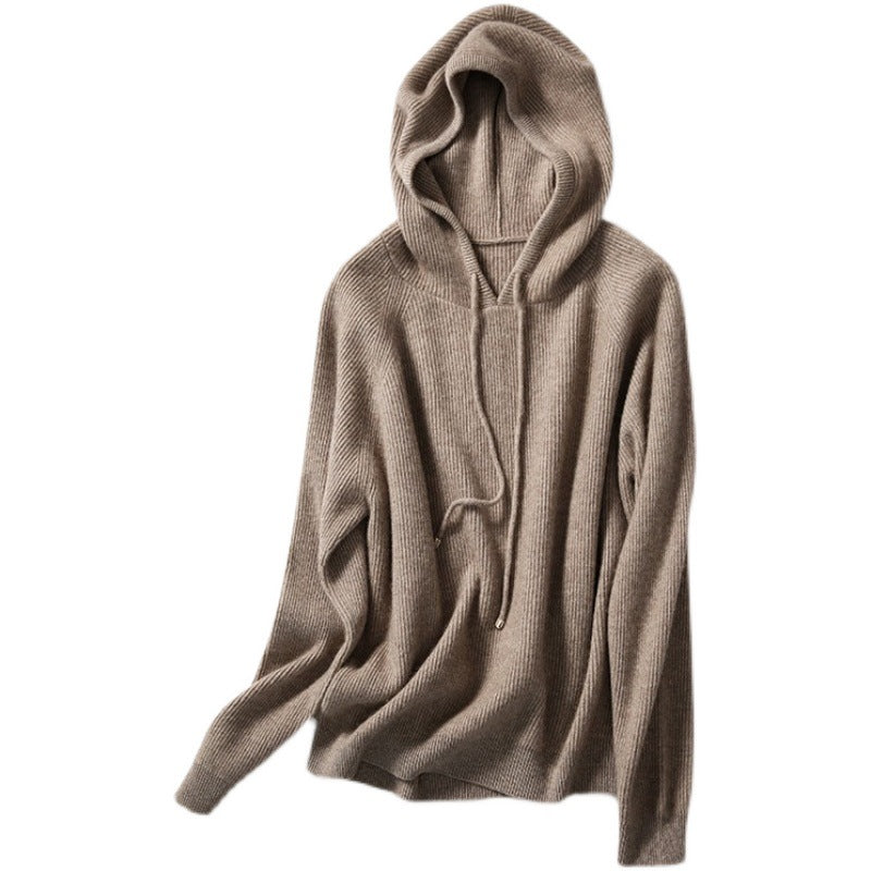 Bow-Detail Hooded Knit Sweater