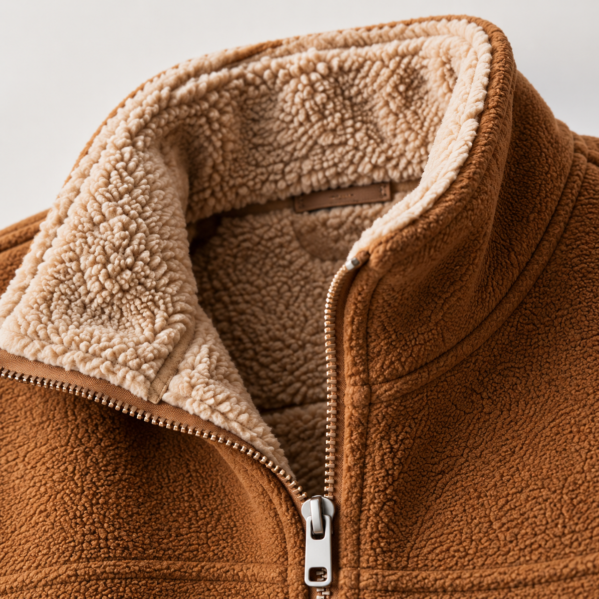 Fleece-Lined Stand-Collar Zip Jacket