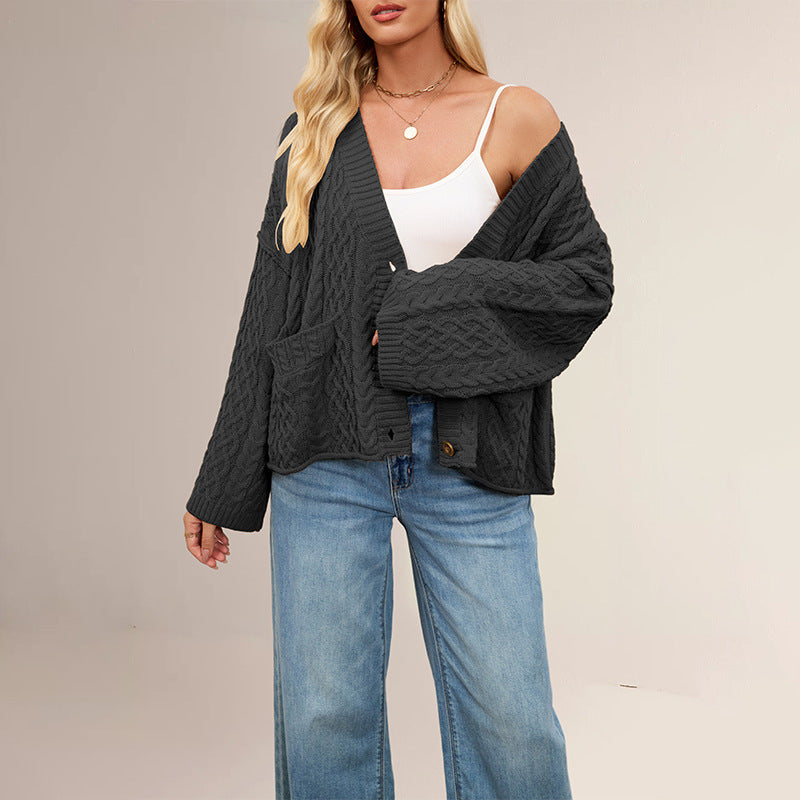 Relaxed V-Neck Knitted Cardigan
