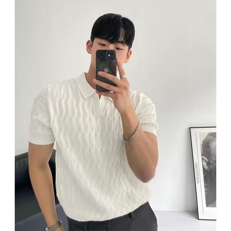 Short-Sleeve Slim Knit Polo