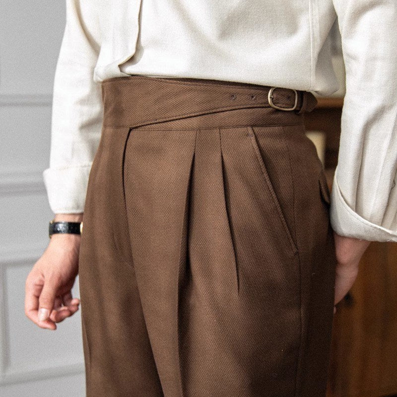 High-Rise Tailored Straight-Leg Trousers