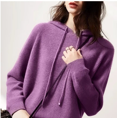 Bow-Detail Hooded Knit Sweater