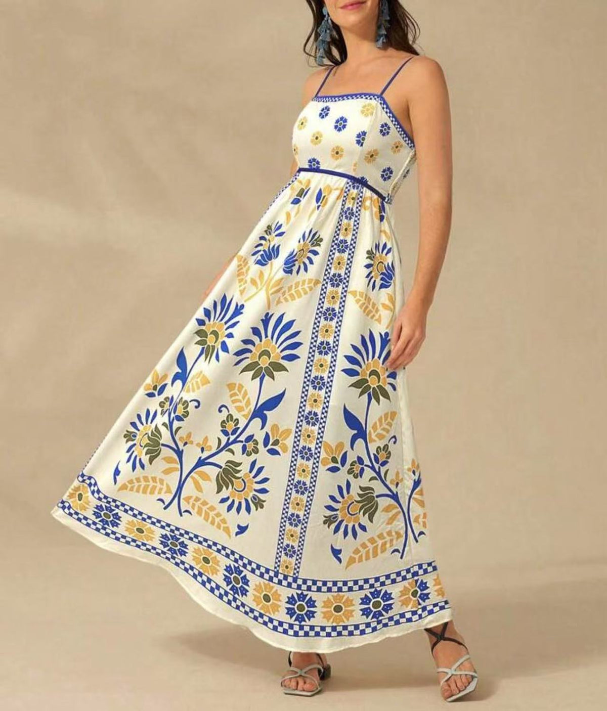 Floral Adjustable-Strap Maxi Dress