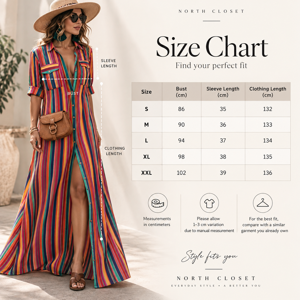 Striped A-Line Maxi Shirt Dress