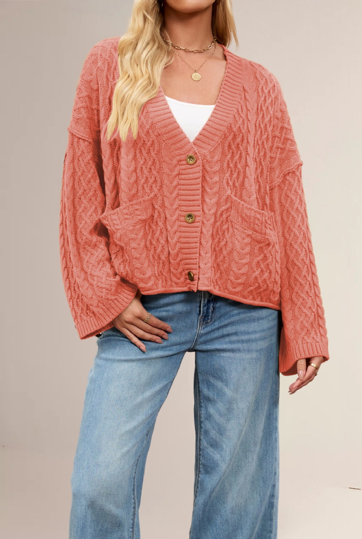 Relaxed V-Neck Knitted Cardigan