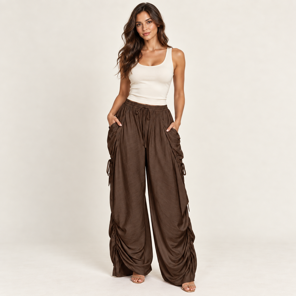 Relaxed Wide-Leg Drawstring Trousers