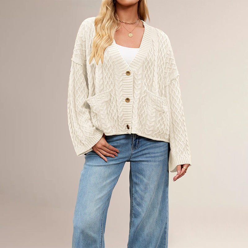 Relaxed V-Neck Knitted Cardigan