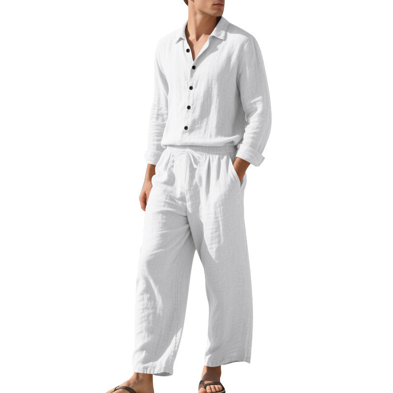 Linen Shirt & Trousers Two-Piece Set