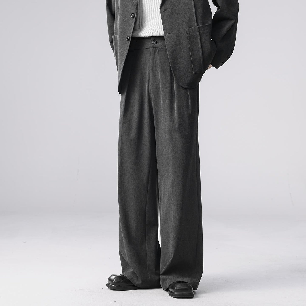 Double-Pleated Wide-Leg Trousers