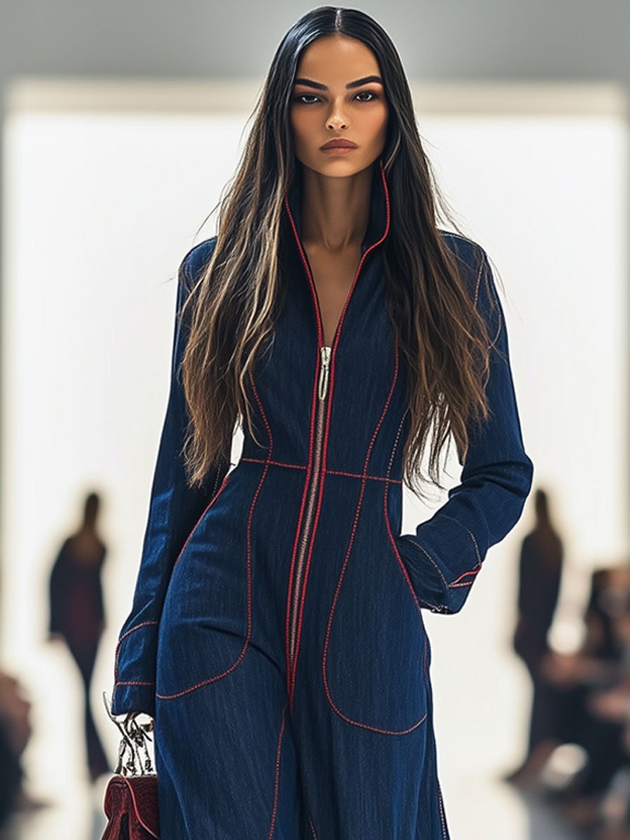V-Neck Pocket Wide-Leg Jumpsuit