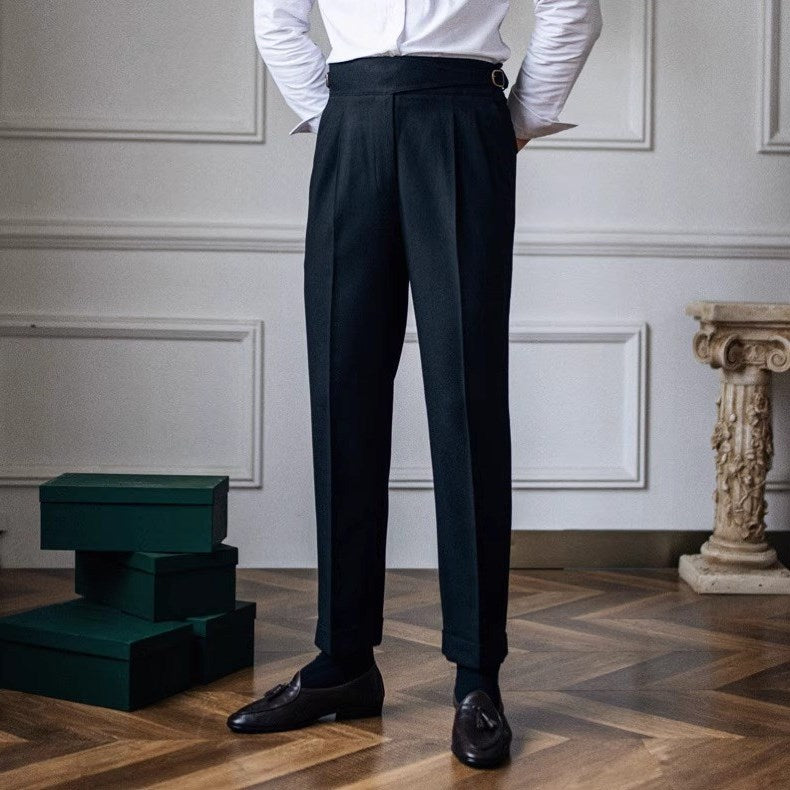 High-Rise Tailored Straight-Leg Trousers