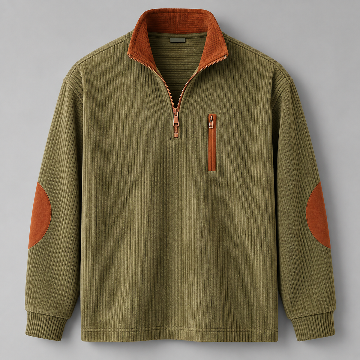 Ribbed Half-Zip Sweatshirt