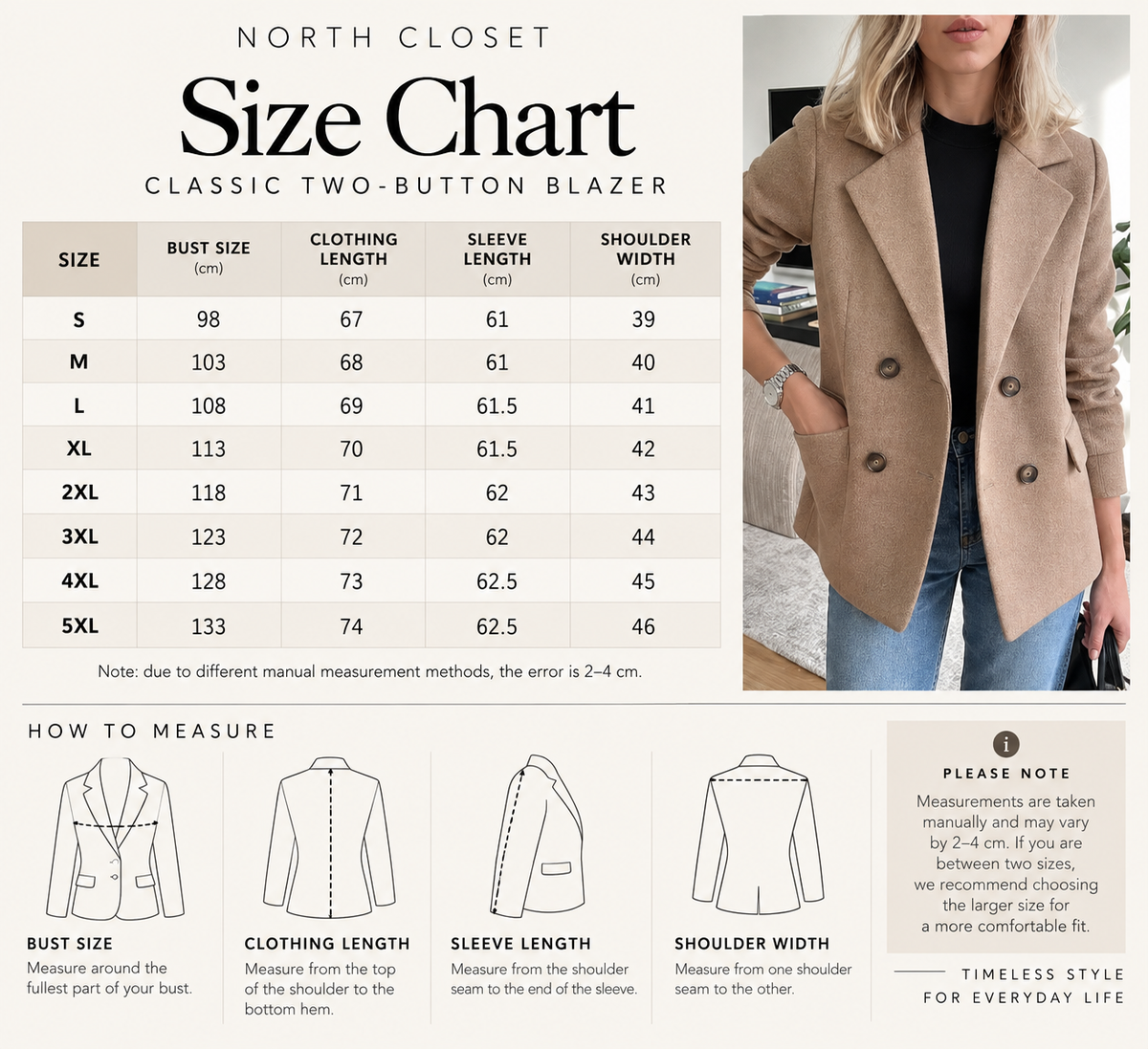 Classic Two-Button Tailored Blazer