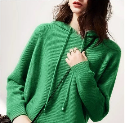 Bow-Detail Hooded Knit Sweater