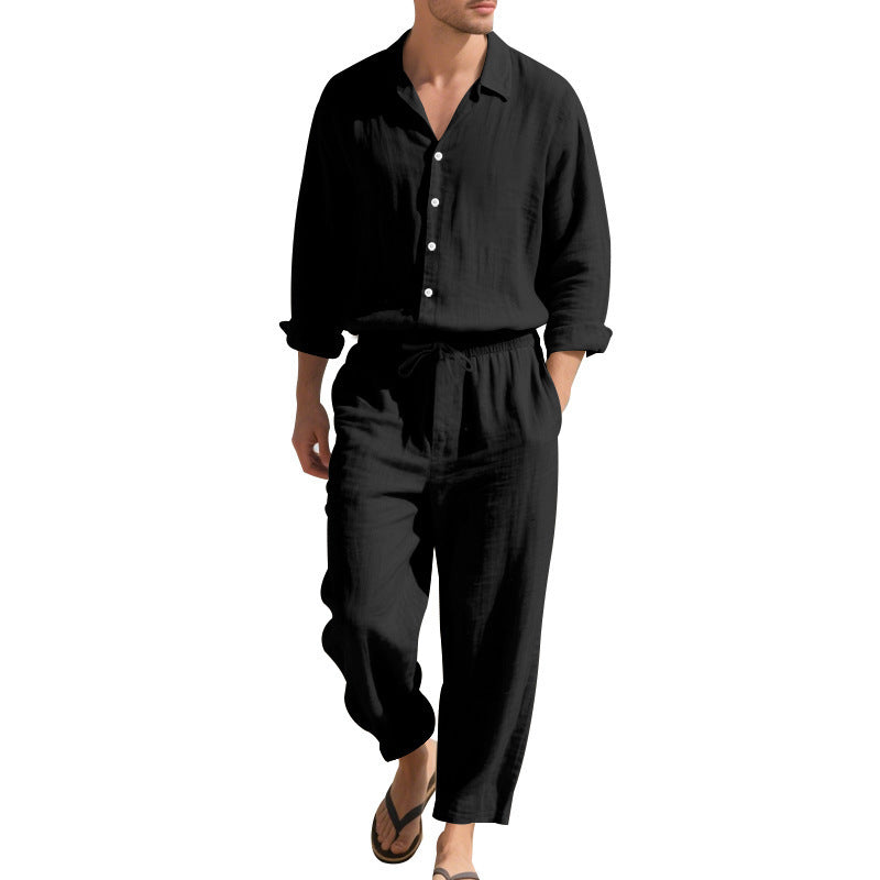 Linen Shirt & Trousers Two-Piece Set