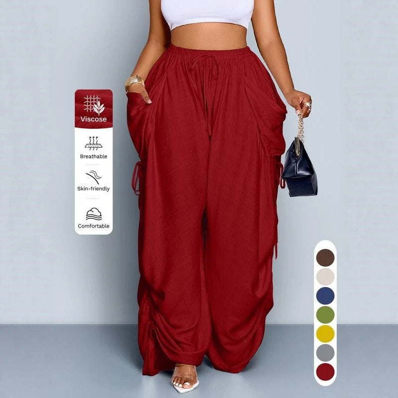 Relaxed Wide-Leg Drawstring Trousers