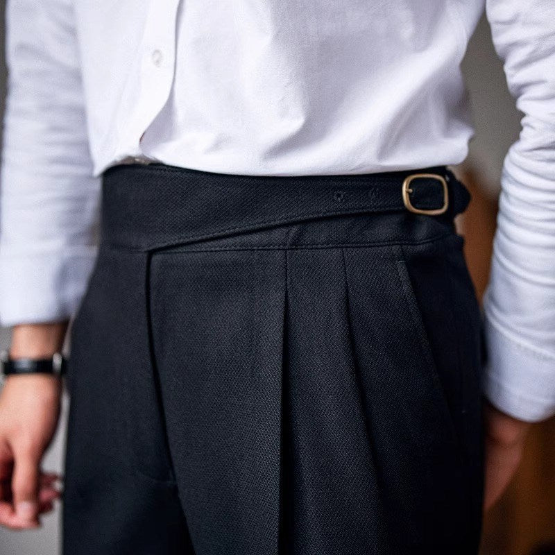 High-Rise Tailored Straight-Leg Trousers