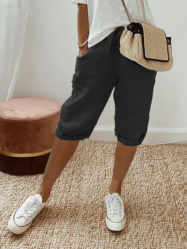 Relaxed Linen-Look Shorts