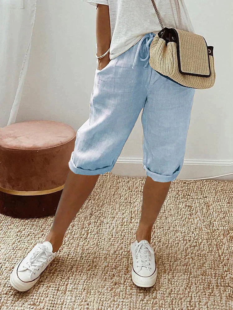 Relaxed Linen-Look Shorts