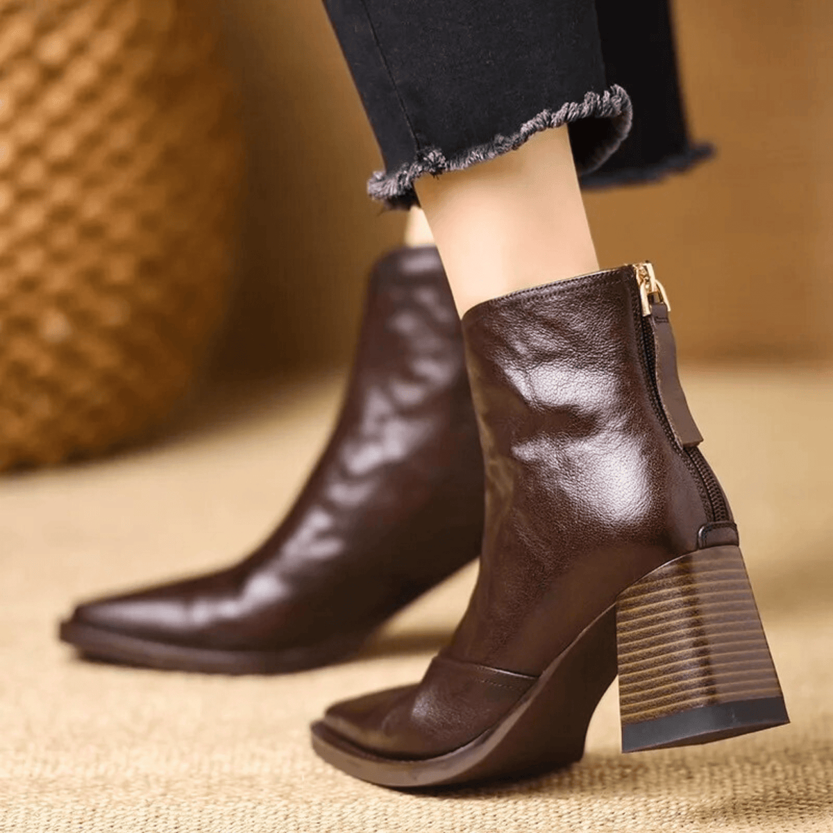Block-Heel Ankle Boots